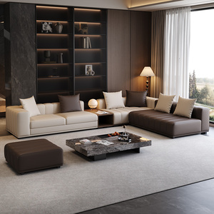 Canapé en <span class=keywords><strong>cuir</strong></span> de style italien 2025 pour villas, appartements spacieux, luxe léger, designer haut de gamme, grand canapé - Product Image 2