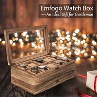 Boite de montre à 10 fentes pour hommes et femmes Porte-montre en bois Organisateur d'affichage pour hommes Cadeau pour petit ami Fête des pères Anniversaire