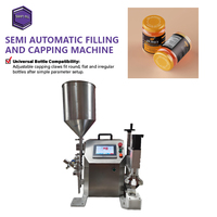 Machine de remplissage et de bouchage semi-automatique stable pour sauces, écran tactile, haute précision, compatible avec les bouteilles en verre, pour sauces chili et vinaigrettes
