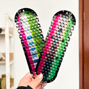 Cuillères de Drone de vague d'acier inoxydable de lueur UV de 9in avec l'autocollant leurre de pêche à la traîne cuillère appât dur pour le bar de brochet de truite - Product Image 2