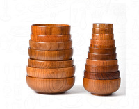Bol à salade en bois de datte de style japonais, vaisselle de cuisine d'hôtel, plats entiers en bois, bol à soupe en bois, bol à salade en bois, diamètre 9-16cm