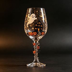 Copa de vino con estampado temático de Halloween y adorno decorativo en el tallo para decoración de mesa de fiesta - Product Image 2