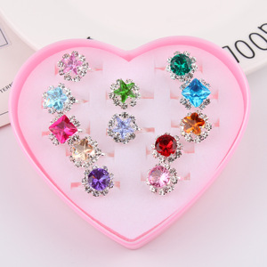BELLEWORLD gioielli personalizzati per bambini scatola a cuore confezione 24 pezzi 36 pezzi <span class=keywords><strong>anello</strong></span> di barretta anelli di diamanti per bambine - Product Image 3