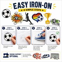 Patch brodé thermocollant ou à coudre en fer pour enfants, thème football, but, joueur, ballon, crampons, trophée, couronne, vente en gros