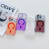Nouvelles coques de téléphone portable en TPU, acrylique et métal avec support magnétique et béquille, finition mate, pour iPhone 17 Pro Max, 18 Pro, 17, 16, 15