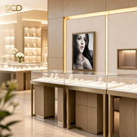 Luxuriöse Schmuckvitrine mit Glasvitrine LED-Beleuchtung Holz-Einrichtungselement für Juweliergeschäft Boutique