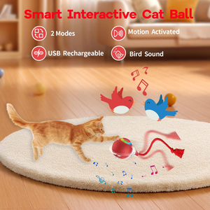 Cute Smart <b>Interactive</b> Exercise Indoor <b>Cat</b> <b>Toy</b> Automatic Moving Rechargeable ABS Silicone Ball Fast Rolling Chirping Motion Fun - Product Image 5