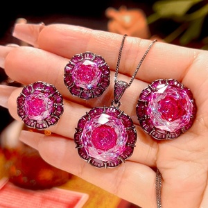 Parure de bijoux écologiques en cuivre plaqué or noir avec zircon 16-10MM, collier, boucles d'oreilles et bague, style premium 2026 - Product Image 3