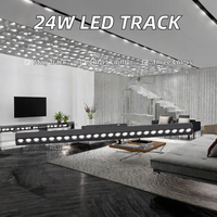 Spot LED linéaire 24W DC48V, style moderne, encastré, suspendu, sur rail magnétique, en aluminium, grille lumineuse LED