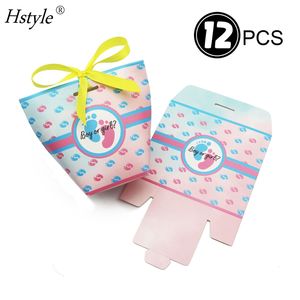 Hstyle 12 piezas Baby Shower tema papel caramelo tratar bolsa cumpleaños fiesta decoración bebé niño o niña género revelar fiesta Favor bolsas - Product Image 3
