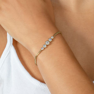 Gemnel Oro vermeil 925 sterling silver Moonstone Graduale Braccialetto di Collegamento bracciali a catena cubana - Product Image 5