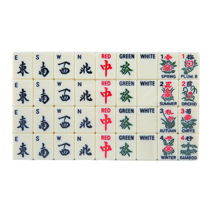 Juego de Mahjong de Melamina en Inglés, 30 mm, con Números Arábigos, Marco Blanco, Mini Juego Portátil de Viaje - Product Image 2