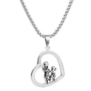 yunnique Heart-Shaped Stainless Steel Pendant <b>Necklace</b> With Gold Accents <b>Mother</b> <b>Daughter</b> Gift Women's Jewelry Clavicle Chain - Product Image 5