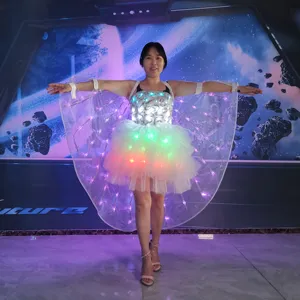 WL-0268 LED Isis Fairy Wings Cape Performance Wear LED Luminous Prom Dress Rave Clothing Dancewear Evening Party Dress