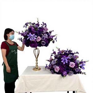 Boule de fleurs artificielles en soie lisse, design asymétrique brisé, 1,8-2,4 m, pour décoration de table d'anniversaire et de mariage - Product Image 1