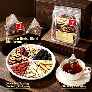 ชาพรีเมียมโสมห้าสมุนไพร MWTEA ชาบำรุงกำลังสำหรับผู้ชาย บำรุงไต ด้วยมาคา โกจิเบอร์รี่ พุทราแดง ปราศจากน้ำตาล บรรจุในถุงชาแบบ OEM - Product Image 6