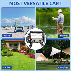 Nhà máy bán không ướt ngoài trời Tùy Chỉnh rộng bánh xe gấp giỏ hàng Vườn Wagon bãi biển Gấp Cắm Trại Wagon với có thể tháo rời dù để che nắng - Product Image 3