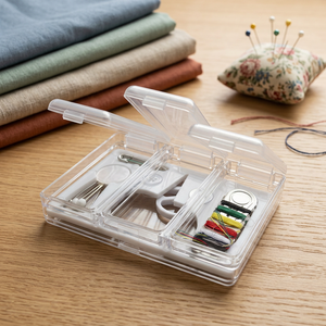 AA0103 Traveling Sewing kit|Portable Sewing Kit With <b>Mirror</b> And Threads In Clear <b>Plastic</b> Case For Embroidery And Travel Use - Product Image 2