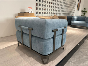 Canapé modulaire sectionnel élégant et moderne en velours côtelé <span class=keywords><strong>gris</strong></span>, sans armature, compressé, à modules détachables, rembourré, anti-acariens pour - Product Image 6