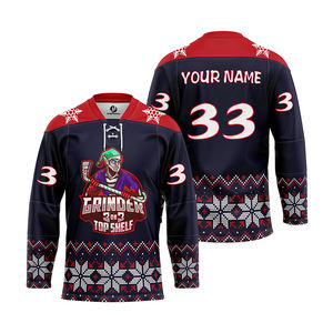 Jersey de hockey sobre hielo reversible personalizado Jersey superior jersey de hockey de vacaciones de Navidad - Product Image 2