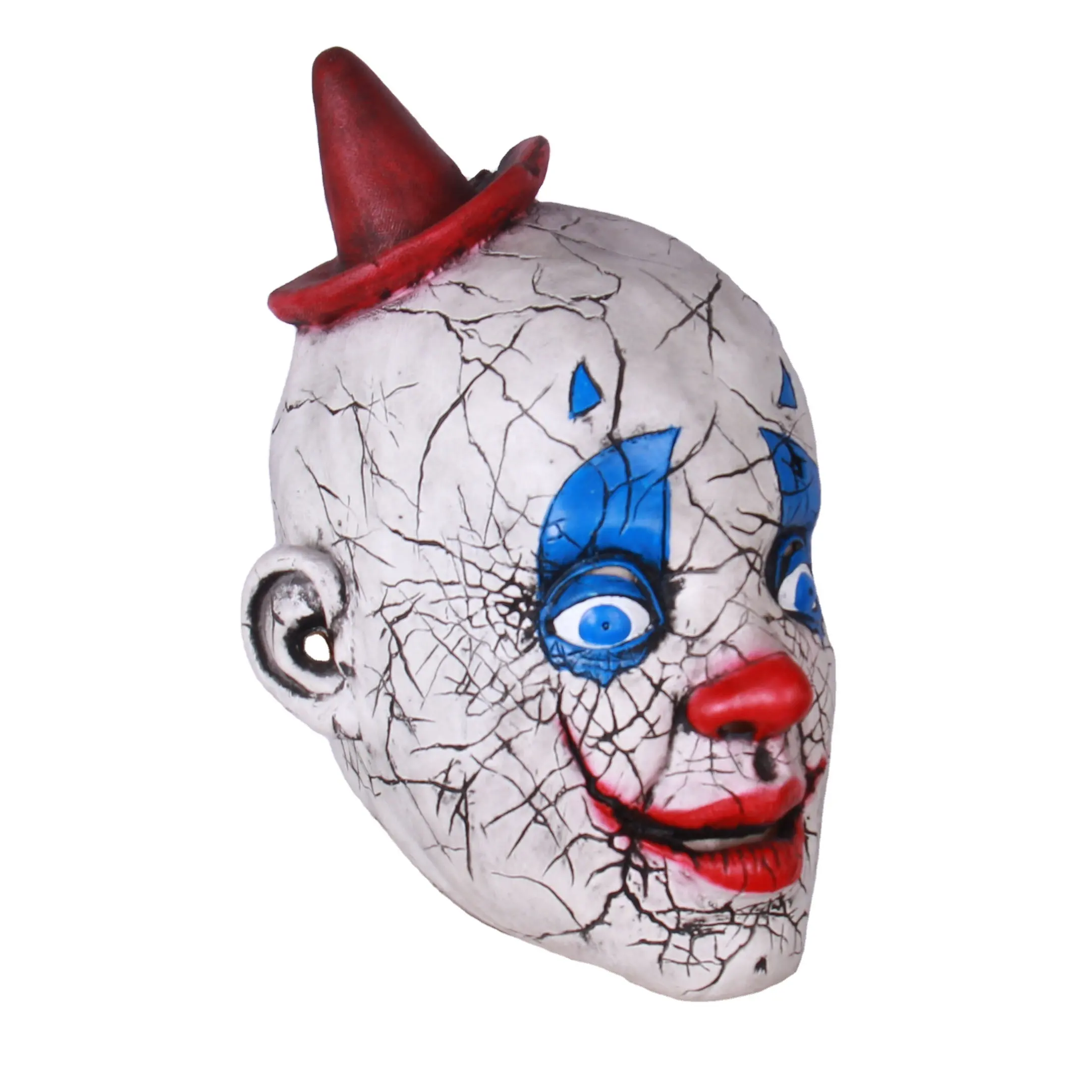 New carnival hat joker clown mask red nose face latex Funny game horror props dance Halloween fcary ghost headgear wholesale