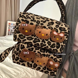OEM Supported Leopard Print Cosmetic Pouch Cute Cat Decor Zipper <b>Makeup</b> Bag with Handle for Travel Storage - Product Image 4
