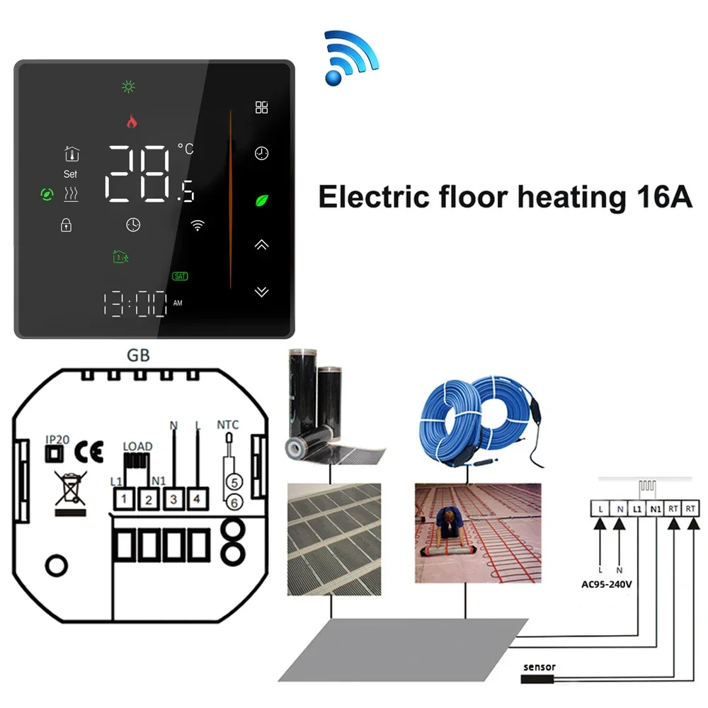 Chauffage électrique 16A - WIFI Noir
