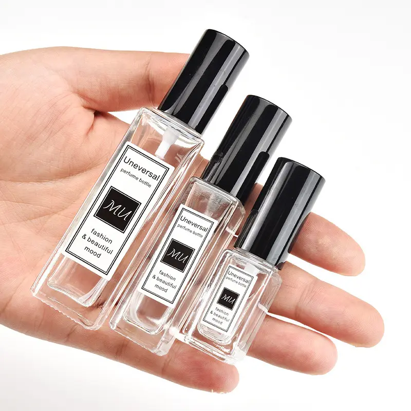 カスタムロゴクリア5ml10ml30ml50mlスクエアポータブルガラススプレーボトル20mlGlass Perfume Bottle with Pump Atomizer