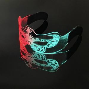 Masker lampu LED warna-warni Pria Wanita masker wajah setengah bercahaya properti konser musik perlengkapan Bar ulang tahun Masker penyamaran pesta - Product Image 4