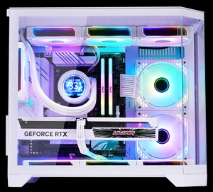 Boîtier PC avec ventilateurs, hub de données intelligent, compatible <span class=keywords><strong>RTX</strong></span> <span class=keywords><strong>4090</strong></span>, prêt pour radiateur liquide AIO, conception à deux zones, boîtier d'ordinateur de jeu sans pilier - Product Image 2