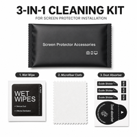 Kit Pemasangan Pelindung Layar 3-in-1 dengan Kain Mikrofiber Lap Basah Penyerap Debu Paket Kustom OEM