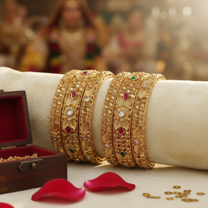 PADMAWATI – Ensemble de bracelets de luxe en tungstène plaqué or, multicolores, originaux, de haute qualité, pour mariages indiens, fêtes et cadeaux - Product Image 2
