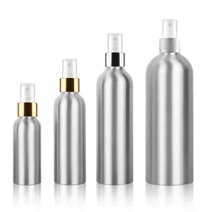 30Ml 50Ml 100Ml 120Ml 150Ml 250Ml Kosong Aluminium Spray Botol Perak Logam Botol dengan Alat Penyemprot Tutup
