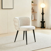 Chaise de salle à manger moderne en chenille, chaise d'appoint incurvée à 3 couches, chaise d'appoint avec pieds en métal noir pour salle à manger, cuisine, maison, café