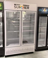 Vitrine réfrigérée verticale à 2 portes vitrées pour supermarché, présentoir de boissons commercial avec éclairage supérieur