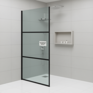 Paroi de douche Walk-in en verre ESG foncé noir 39,4x76,8 pouces rectangulaire avec cadre, design minimaliste - Product Image 2