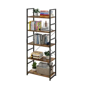 Custom shelving Wood and Steel modern bookshelf with metal frame furniture for living room and bedroom Wood and steel Boo