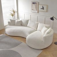 Canapé d'angle moderne en L compressé et incurvé, avec revêtement en tissu et rembourrage en mousse, idéal pour appartement, livré en boîte