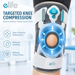 E-Life MKNFA60 Supporto per <span class=keywords><strong>Ginocchio</strong></span> Professionale CE con Regolazione, Molla a Spirale Bilaterale per Infiammazioni Croniche e Distorsioni Muscolari - Product Image 2