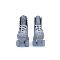 Patins à roulettes ajustables à 4 roues lumineuses en cuir synthétique PVC pour filles et adultes, vente en gros
