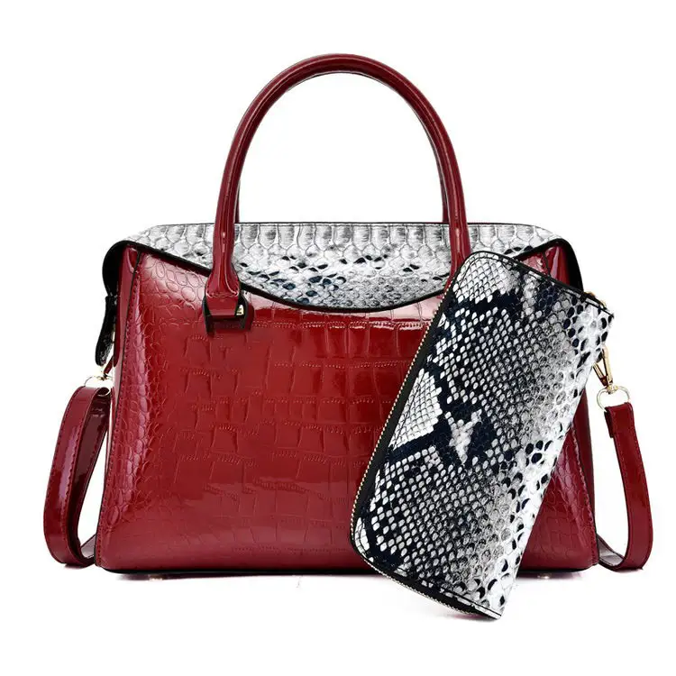 Latest Design Purses and Handbags 2021 New Fashion Two Pieces Snake Skin Shoulder Bag BE0207