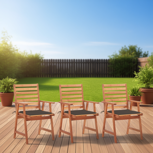 Chaises de patio en bois d'acacia massif avec coussins, ensemble de 6 pièces, meubles d'extérieur durables - Product Image 2