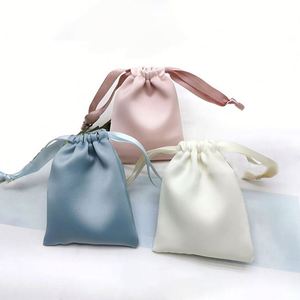 Custom Small Black Rose Gold <b>Gift</b> Draw String <b>Bag</b> Pouch Pink <b>White</b> Large Dust Silk Satin Drawstring <b>Bag</b> With Logo - Product Image 1