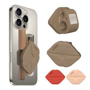 Nueva llegada 3-en-1 Funciones soporte de silicona brillo de labios estuche de almacenamiento con espejo de maquillaje mujeres <span class=keywords><strong>l</strong></span>ápiz labial bálsamo soporte de teléfono - Product Image 2