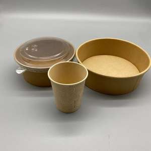 Bol en papier biodégradable de qualité alimentaire 100 % écologique avec couvercle anti-fuite en feuille d'or pour salades et sushis - Product Image 4
