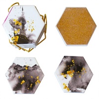 Ensemble de 6 dessous-de-verre hexagonaux en céramique avec support, absorbants et résistants à l'huile, pour la maison, le bar et la table basse