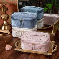 Sac de maquillage en velours à paillettes pour femmes, grande capacité, résistant à l'eau, fermeture éclair, organiseur de cosmétiques portable, voyage pour étui