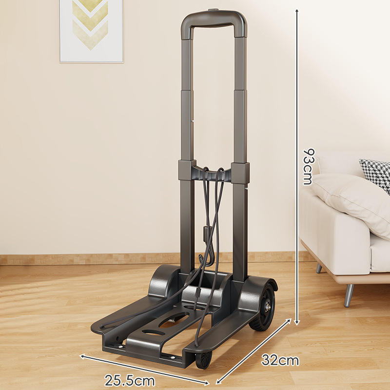 Foldable portable two-wheeled trolley (button version)