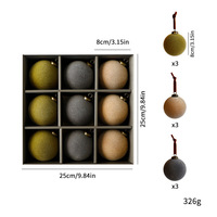 Nouvelles Boules Décoratives de Noël en Caoutchouc Floqué Luxe Léger 8cm – Ensemble de Décorations Festives pour la Maison