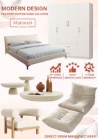 Ensemble de chambre à coucher moderne en bois massif pour appartement, maison ou hôtel avec armoire de lit King souple Table de chevet Mobilier fauteuil simple